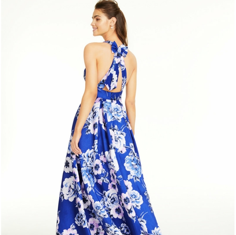 City Studios Juniors' Allover-Floral Gown - Picture 2 of 4